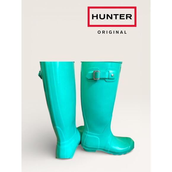 EUC Hunter Original Tall Rain Boots WFT1000RGL Tiffany Blue Women’s 8 - Picture 4 of 4